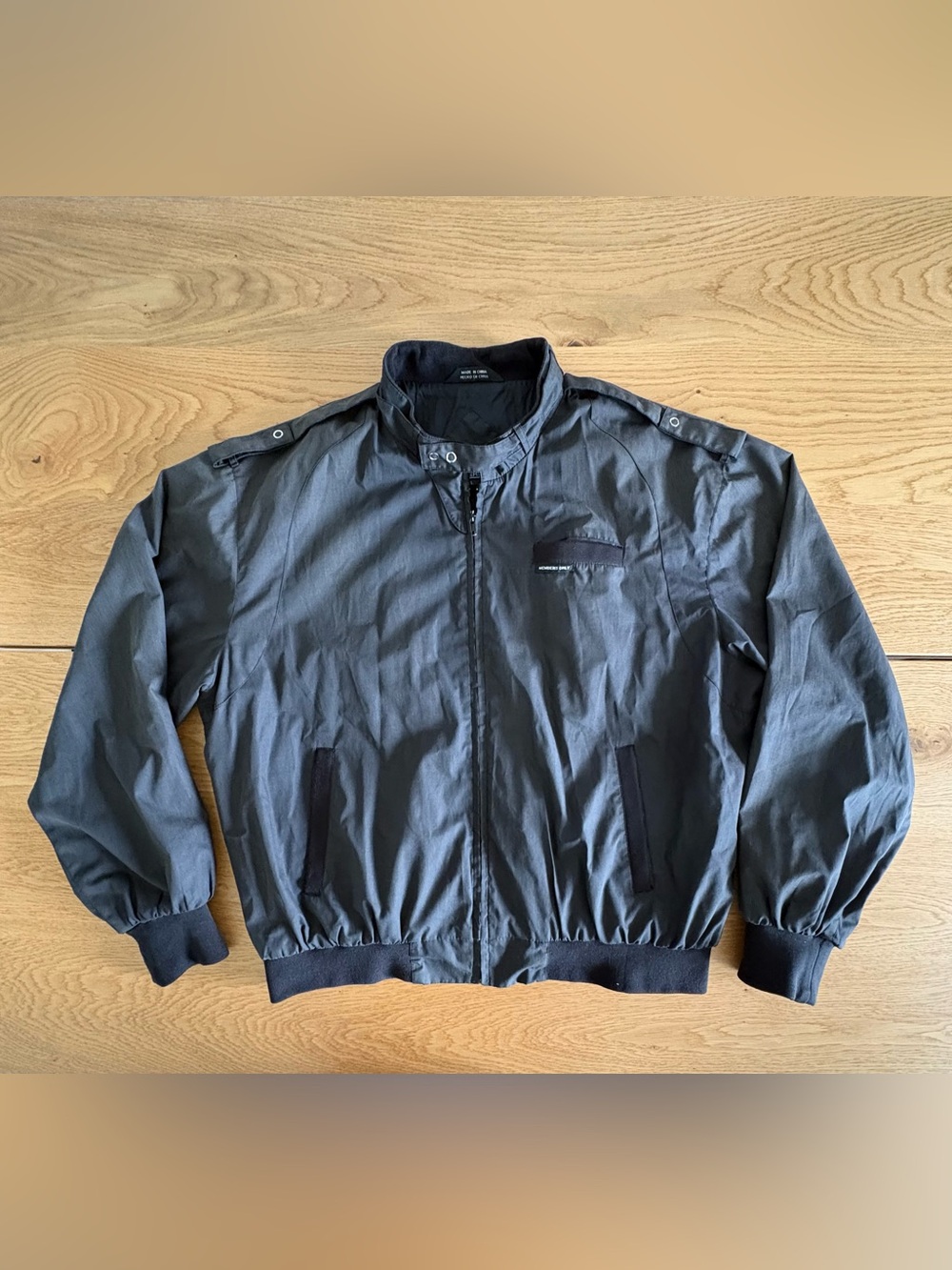 Members Only Jacket Mens Large Black Iconic Racer Bomber Windbreaker Vintage